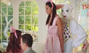 Teen fucks stepdad in easter bunny suit and gets facial