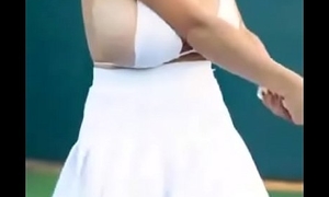 bouncing boob during playing tennis