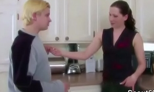 Mother Jolly along Young Boy to Fuck her yon Kitchen