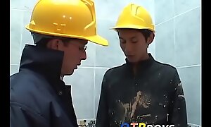 Lusty construction on the in front of twinks fool almost anal drilling