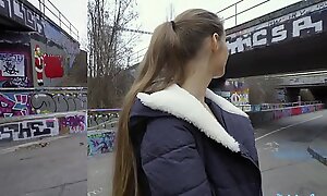 Public Agent Kinuski fucks a chubby Spanish flannel outside under a tunnel